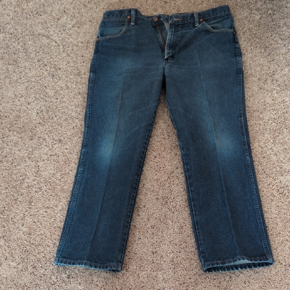 Wrangler Men's Dark Blue Straight Jeans 38 X 30